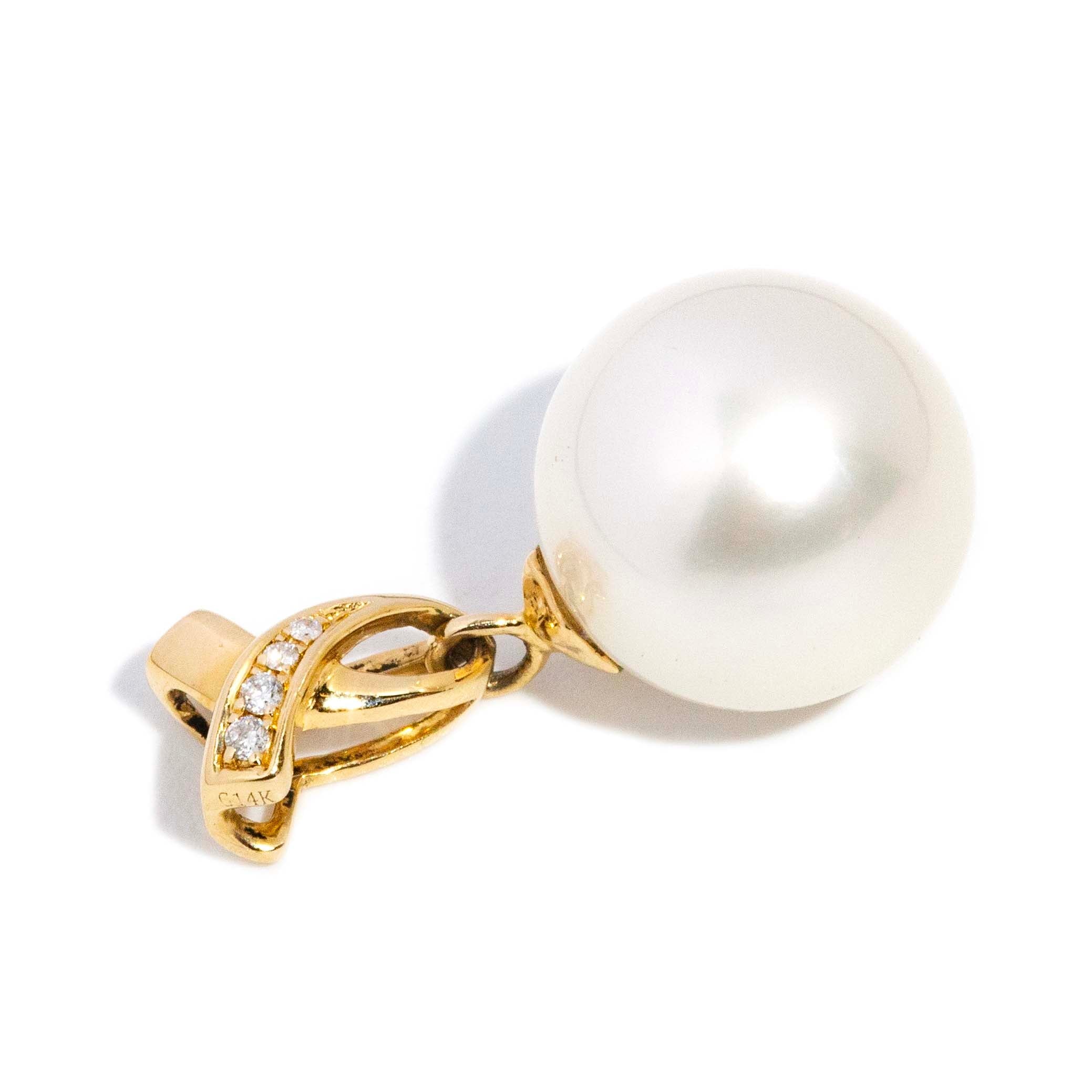 Molly South Sea Pearl & Diamond Pendant 14ct Gold Pendants/Necklaces Imperial Jewellery 