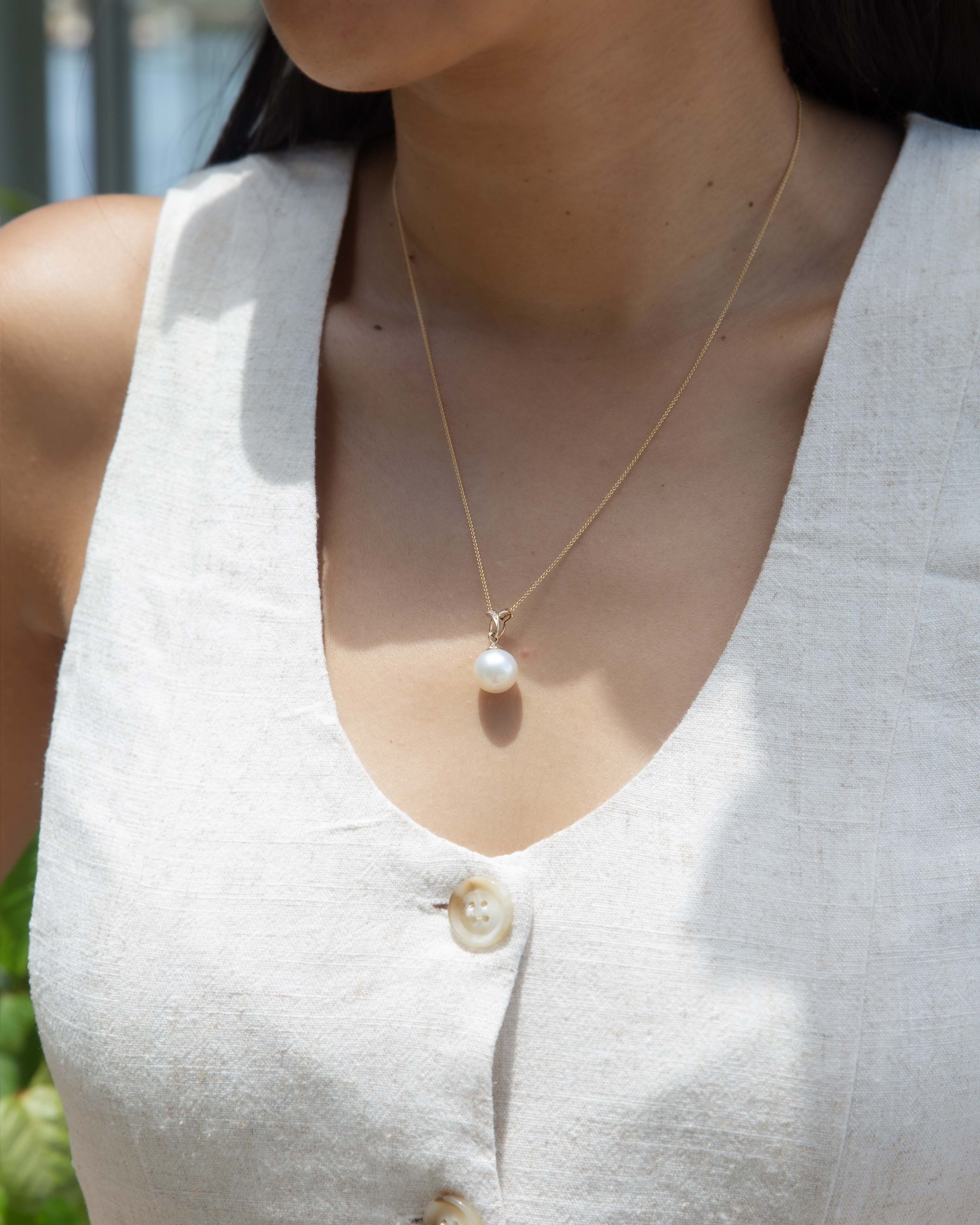 Molly South Sea Pearl & Diamond Pendant 14ct Gold Pendants/Necklaces Imperial Jewellery 