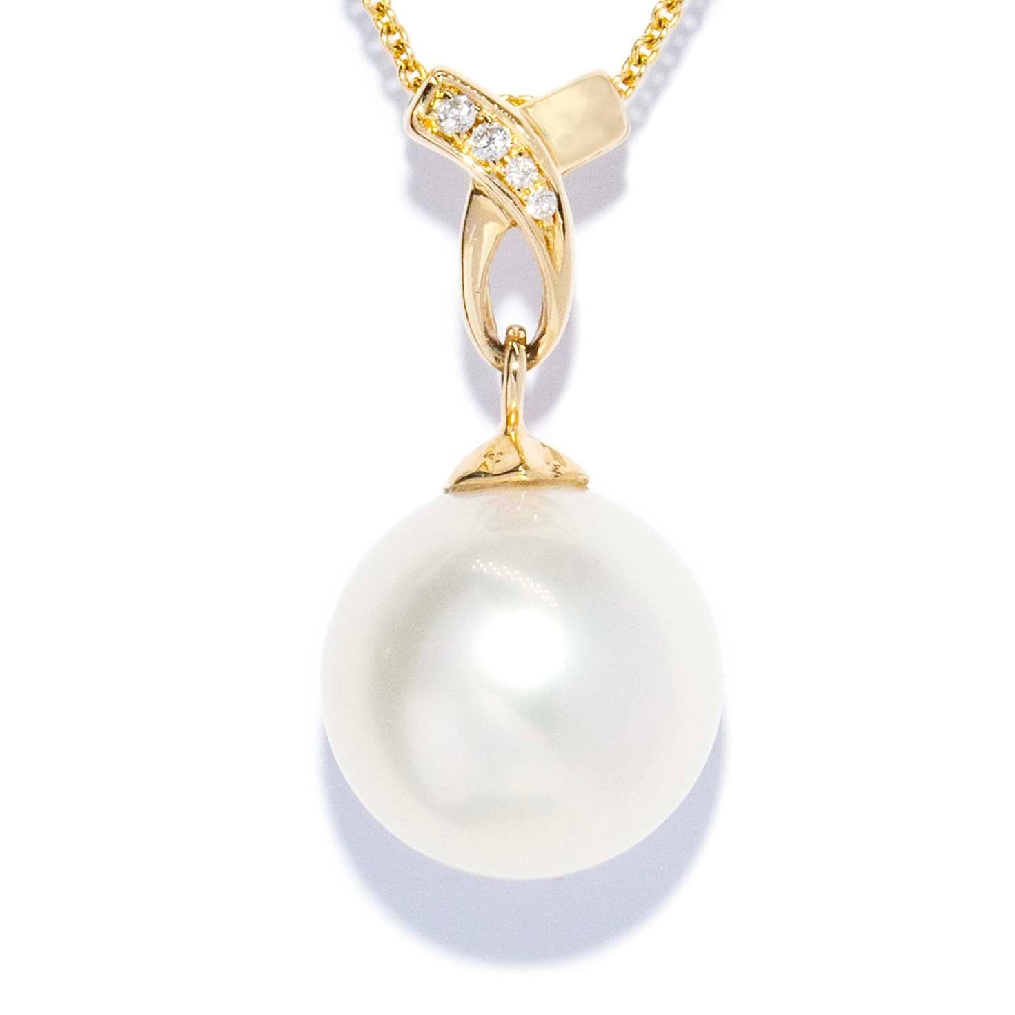 Molly South Sea Pearl & Diamond Pendant 14ct Gold Pendants/Necklaces Imperial Jewellery 