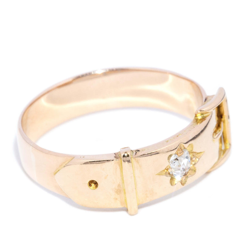 Antique Victorian Star Set Diamond Belt Style Ring 9 Carat Gold