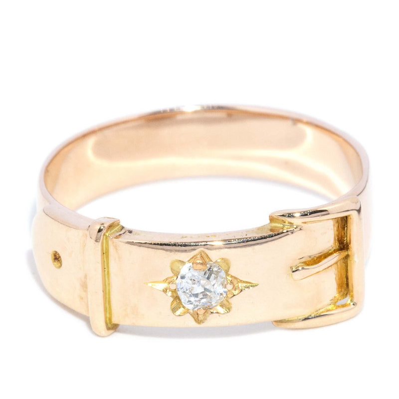 Antique Victorian Star Set Diamond Belt Style Ring 9 Carat Gold