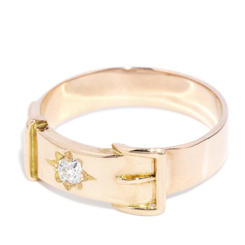Antique Victorian Star Set Diamond Belt Style Ring 9 Carat Gold
