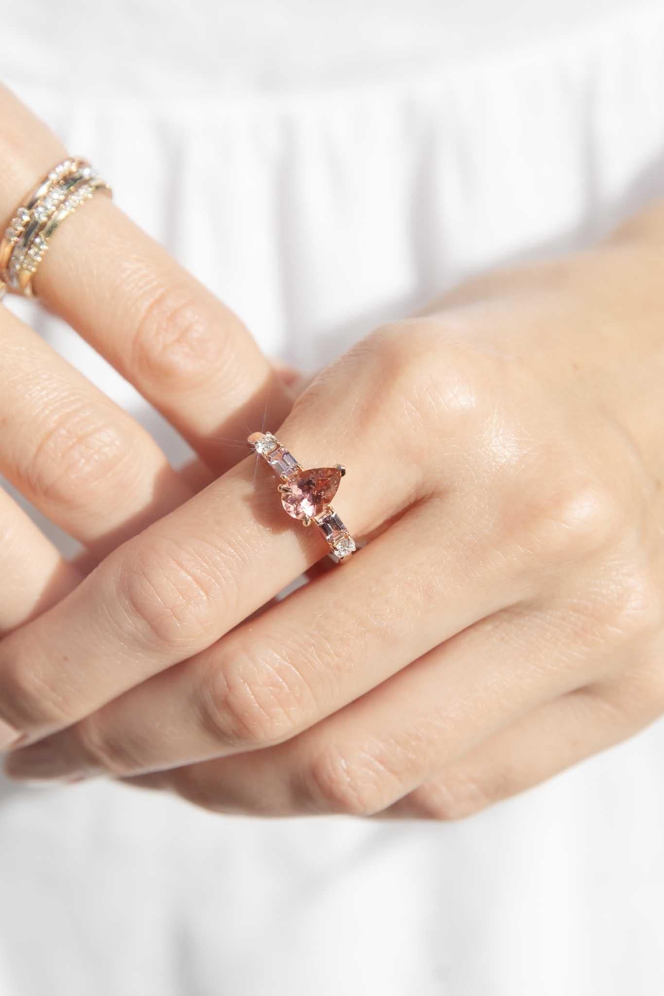 Monica Tourmaline Sapphire & Diamond Ring 18ct Rose Gold