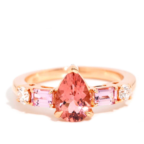 Monica Tourmaline Sapphire & Diamond Ring 18ct Rose Gold Imperial Jewellery 