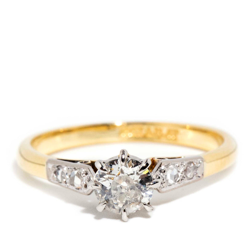 Vintage Circa 1940s Old Cut Diamond 18 Carat Gold Platinum Ring