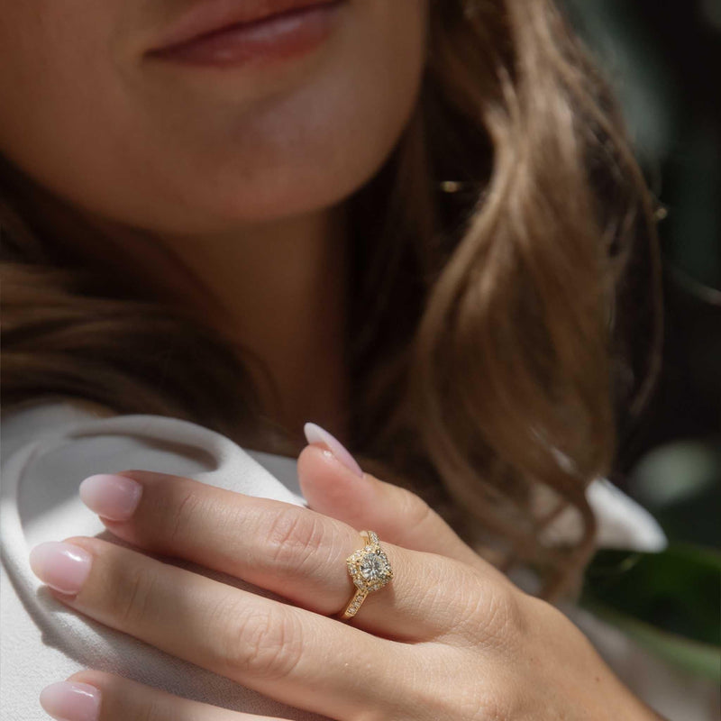 Myka 1.07ct Diamond Cushion Halo Ring 18ct Gold
