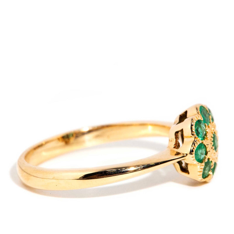 Myrna Emerald Flower Cluster Ring 9ct Gold Rings Imperial Jewellery 