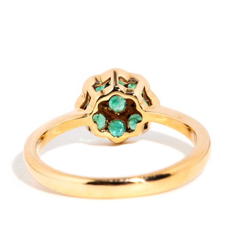 Myrna Emerald Flower Cluster Ring 9ct Gold Rings Imperial Jewellery 