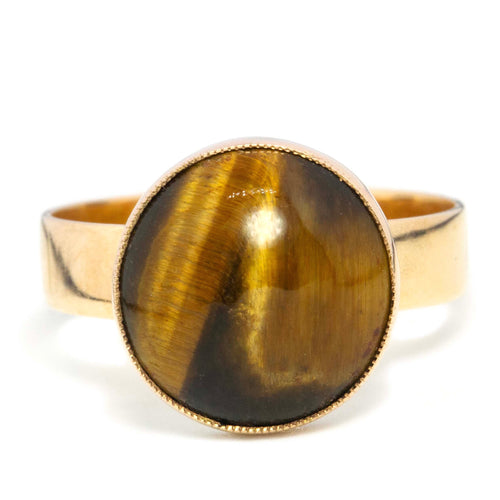 Naala Rubover Tigers Eye Cabochon Ring 18K Yellow Gold