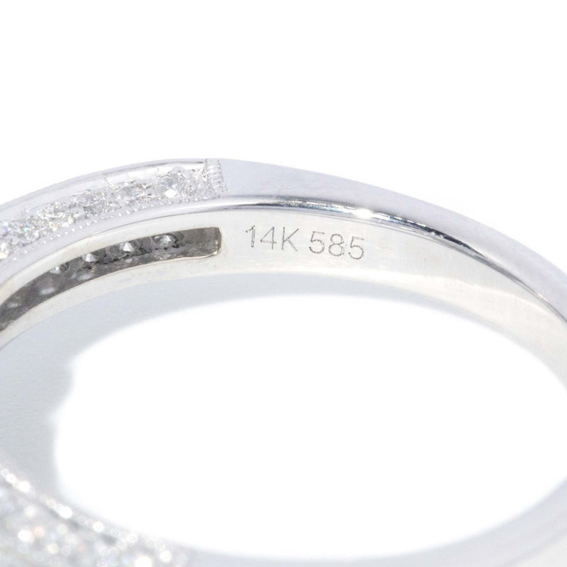 Vintage Circa 1990s Aquamarine & Diamond Ring 14 Carat White Gold
