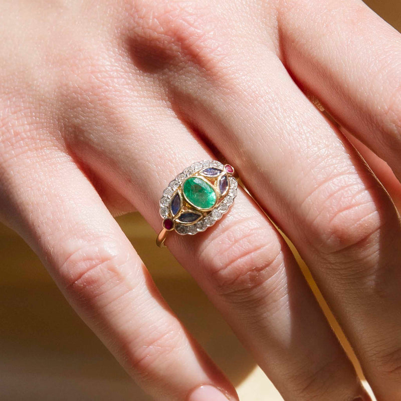 The Signature Emerald Cut Lab Grown Ruby Engagement Ring