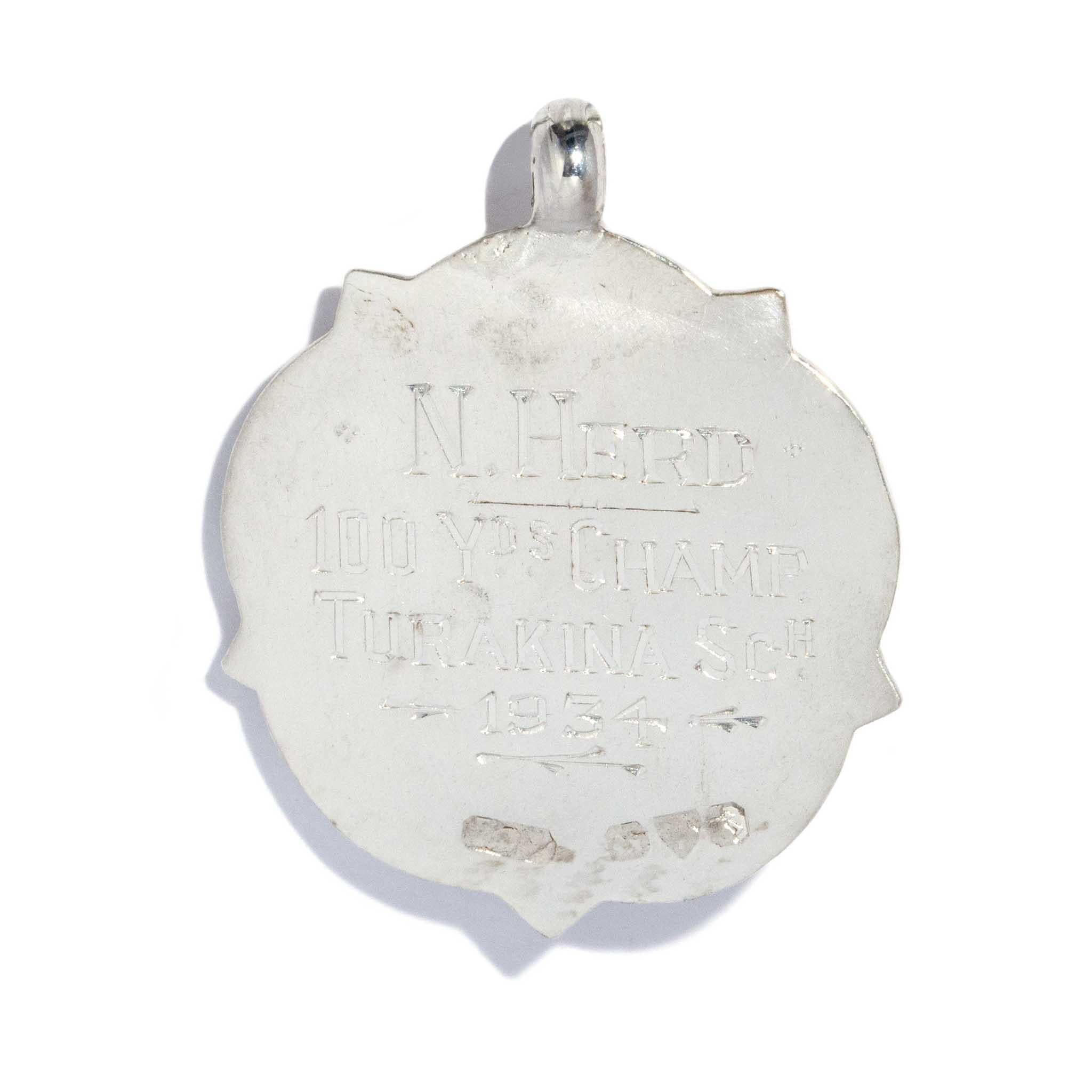 Vintage 1933 Shield Pendant Sterling Silver Rose Gold Lined