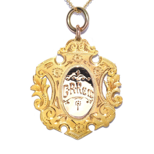 Nelson Antique Medallion Award Pendant 10K Yellow Gold