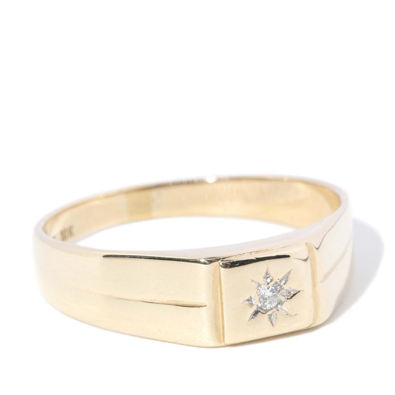Vintage Circa 1990s Star Set Diamond Dress Ring 10 Carat Yellow Gold
