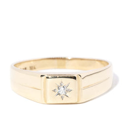 Vintage Circa 1990s Star Set Diamond Dress Ring 10 Carat Yellow Gold