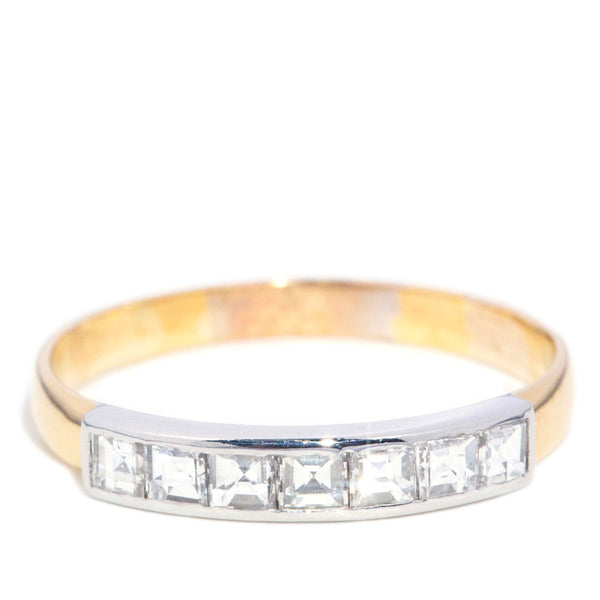 Nera Vintage Carre Cut Diamond Half Eternity Ring 14ct Two Tone Gold Rings Imperial Jewellery 