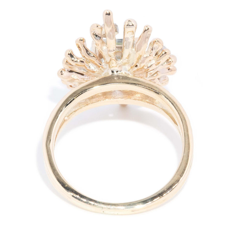 Vintage Circa 1970s Aquamarine & Diamond Ring 9 Carat Gold