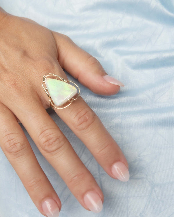Noella Vintage Freeform White Opal Ring 9ct Gold Rings Imperial Jewellery 