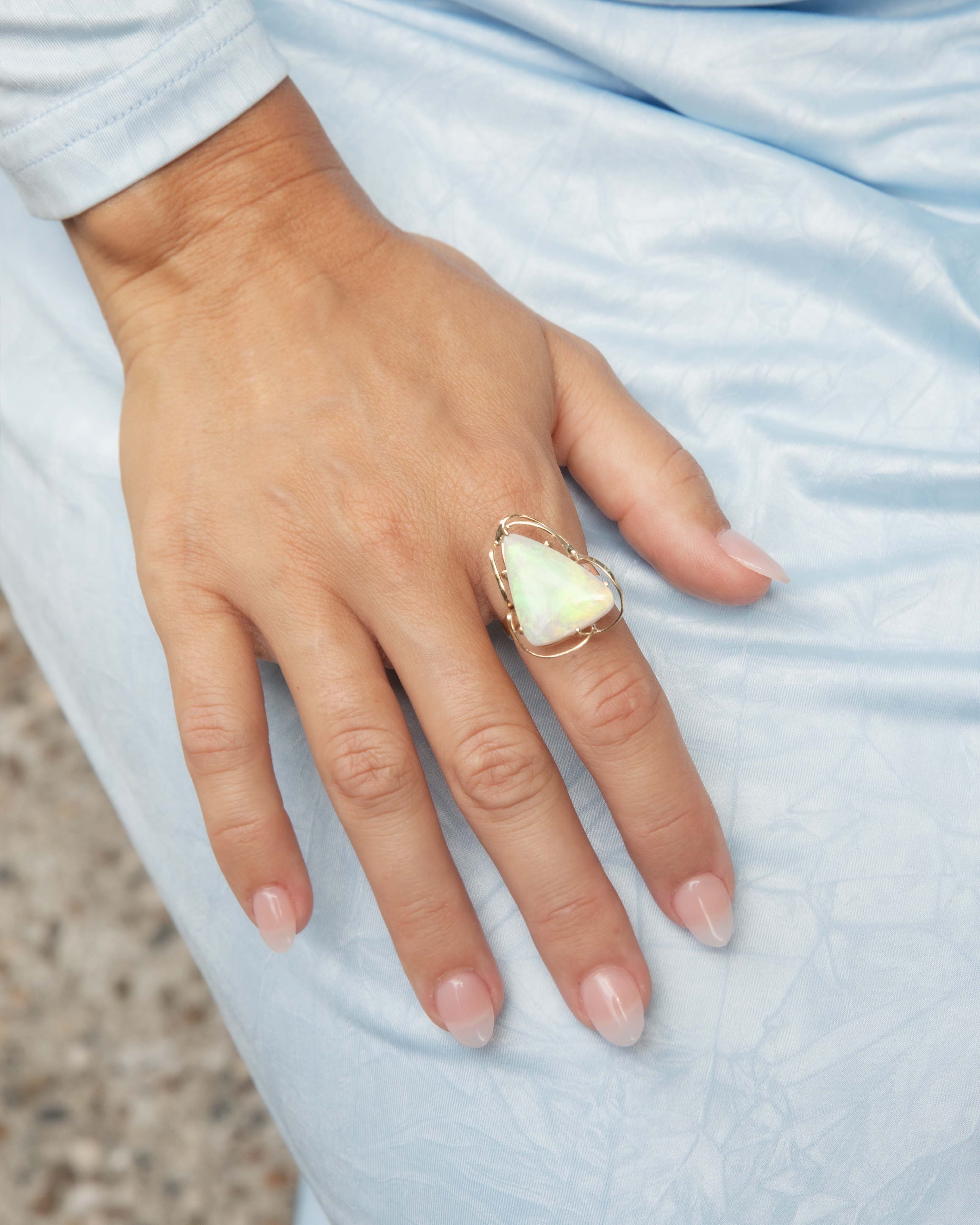 Noella Vintage Freeform White Opal Ring 9ct Gold Rings Imperial Jewellery 
