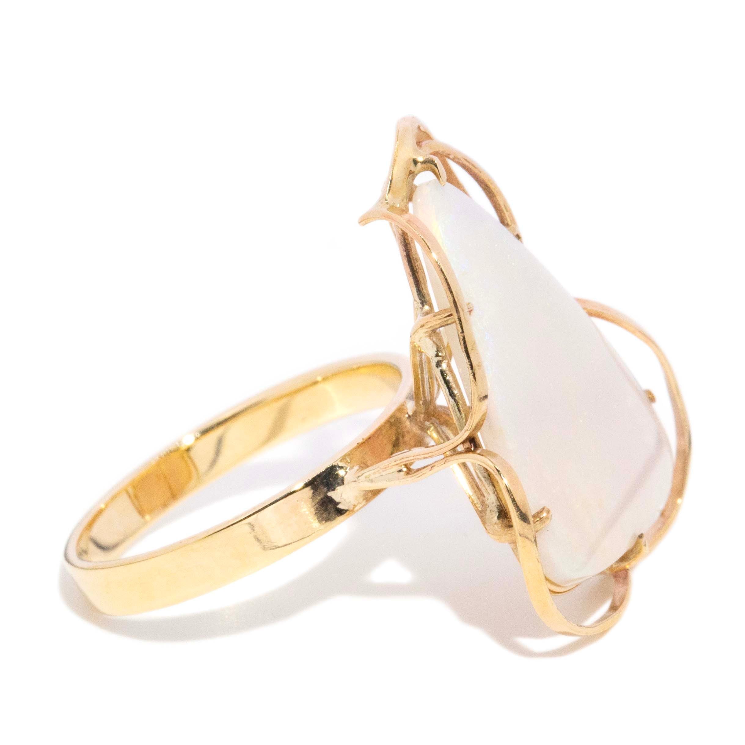 Noella Vintage Freeform White Opal Ring 9ct Gold Rings Imperial Jewellery 
