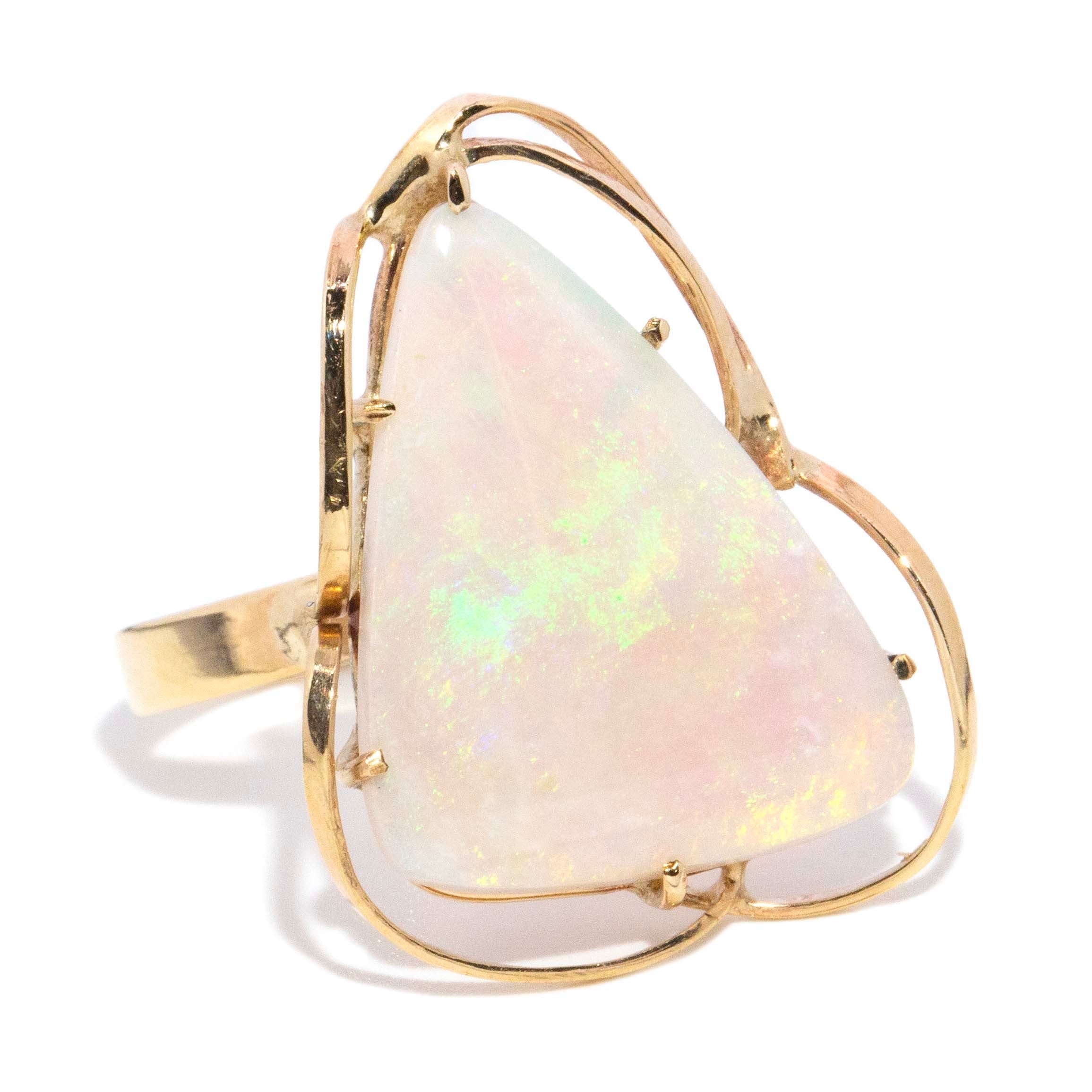 Noella Vintage Freeform White Opal Ring 9ct Gold Rings Imperial Jewellery 
