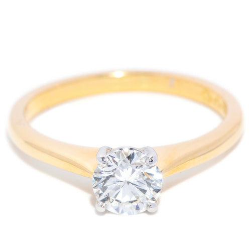 Nolsie HRD 0.90ct Diamond Solitaire Ring 18K Two Tone Gold