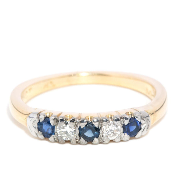 Vintage Circa 1960s Sapphire & Diamond Half Eternity Ring 18 Carat Gold