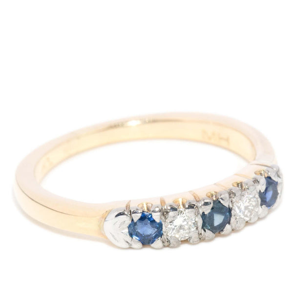Vintage Circa 1960s Sapphire & Diamond Half Eternity Ring 18 Carat Gold