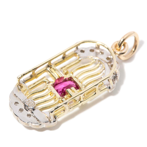 Novalee 1980s Rhodolite & Diamond Pendant 14ct Gold Pendants/Necklaces Imperial Jewellery 