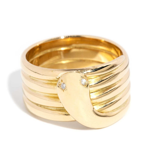 Nyoka Victorian Diamond Snake Dress Ring 18K Yellow Gold