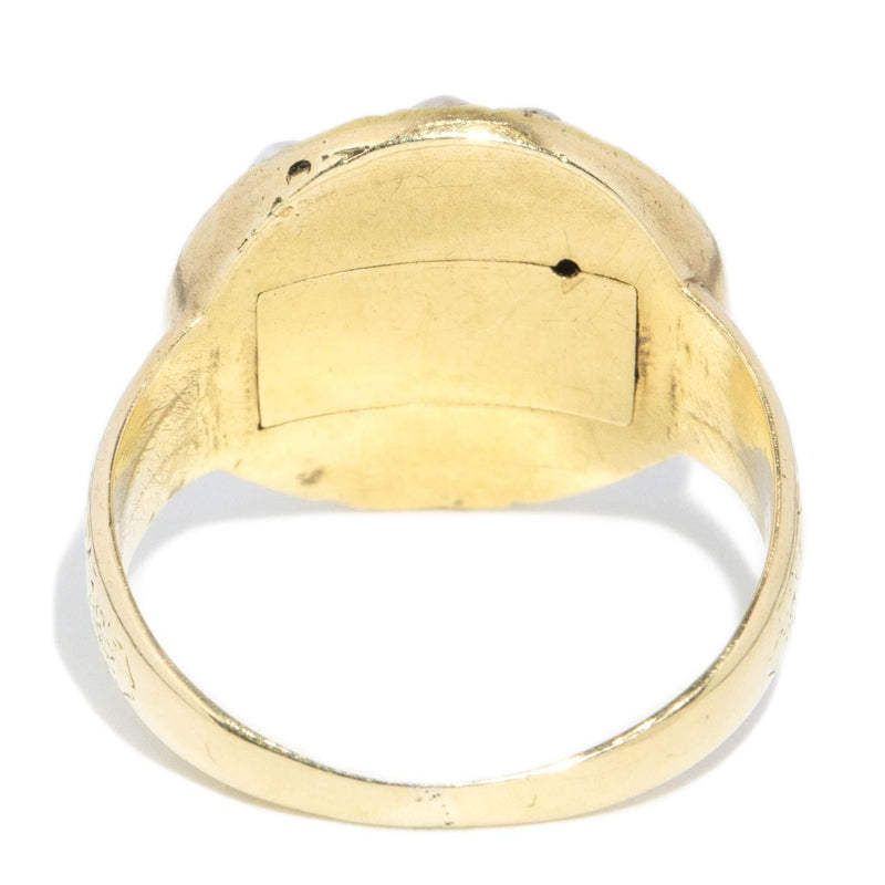 Victorian Antique Semi Baroque Pearl Halo Ring 18 Carat Gold