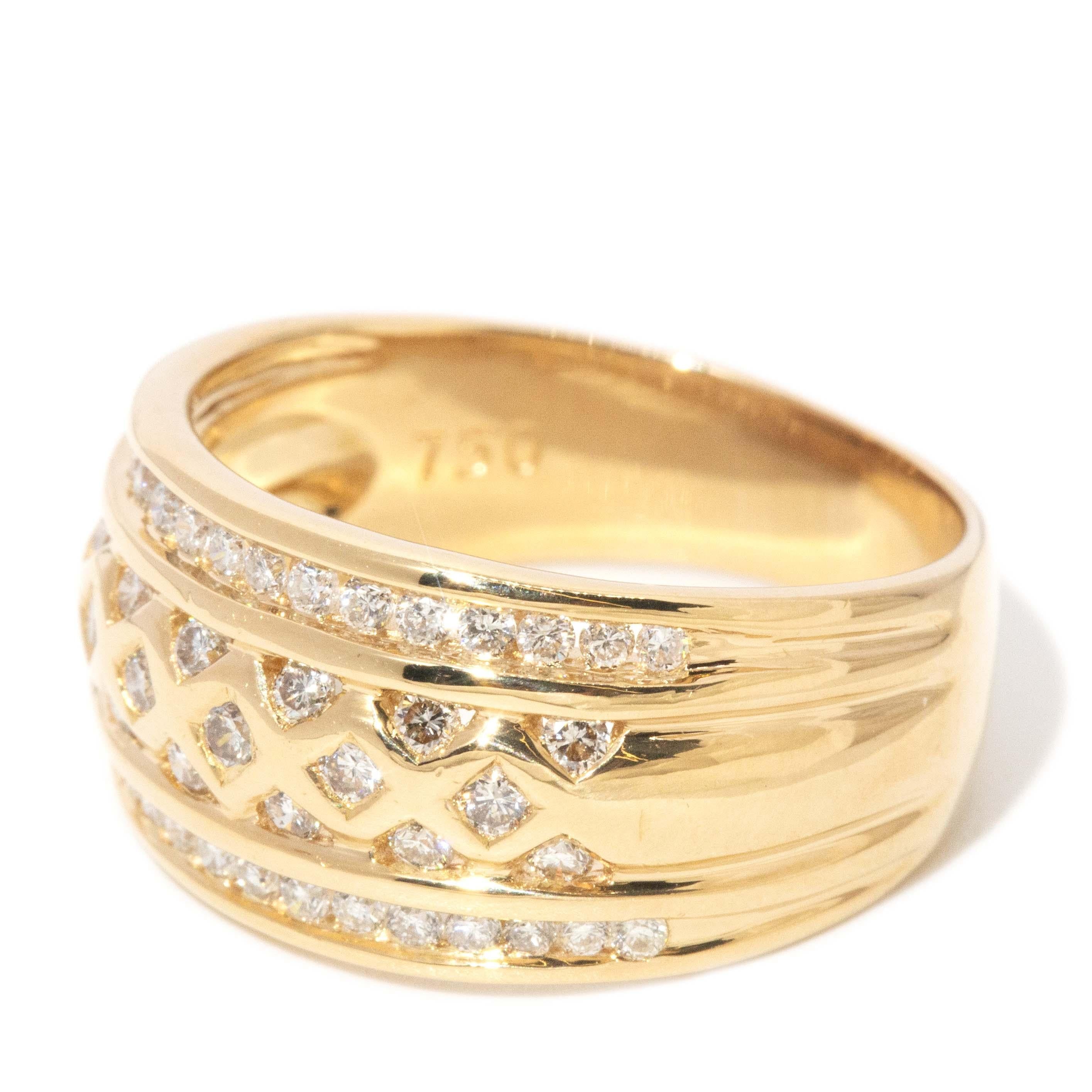 Vintage Circa 1990s 0.55ct Diamond Pleated Dress Ring 18 Carat Gold