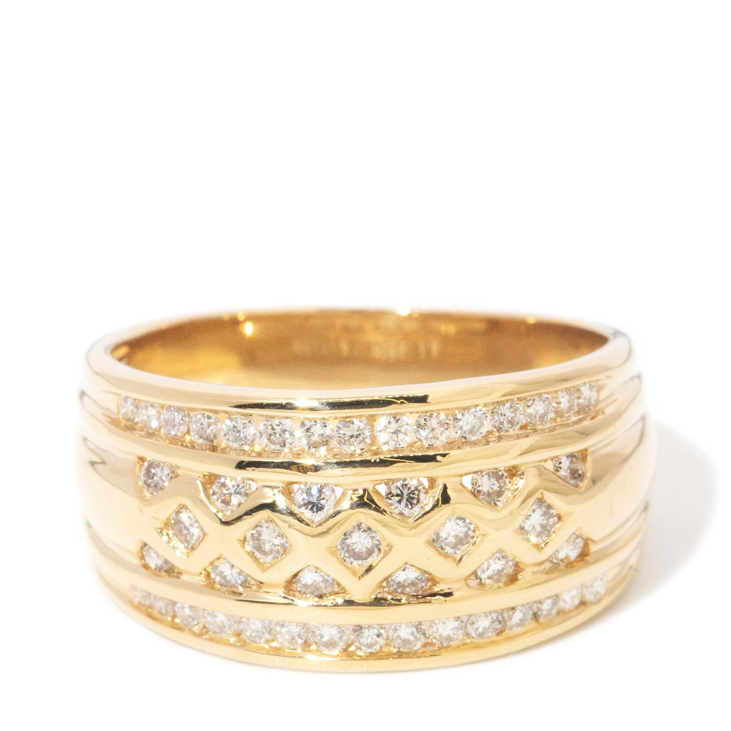 Vintage Circa 1990s 0.55ct Diamond Pleated Dress Ring 18 Carat Gold