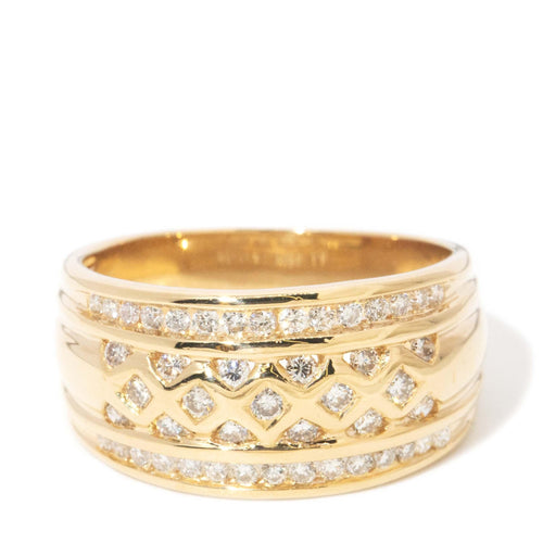 Nyx Diamond Bombe Style Lattice Dress Ring 18K Yellow Gold