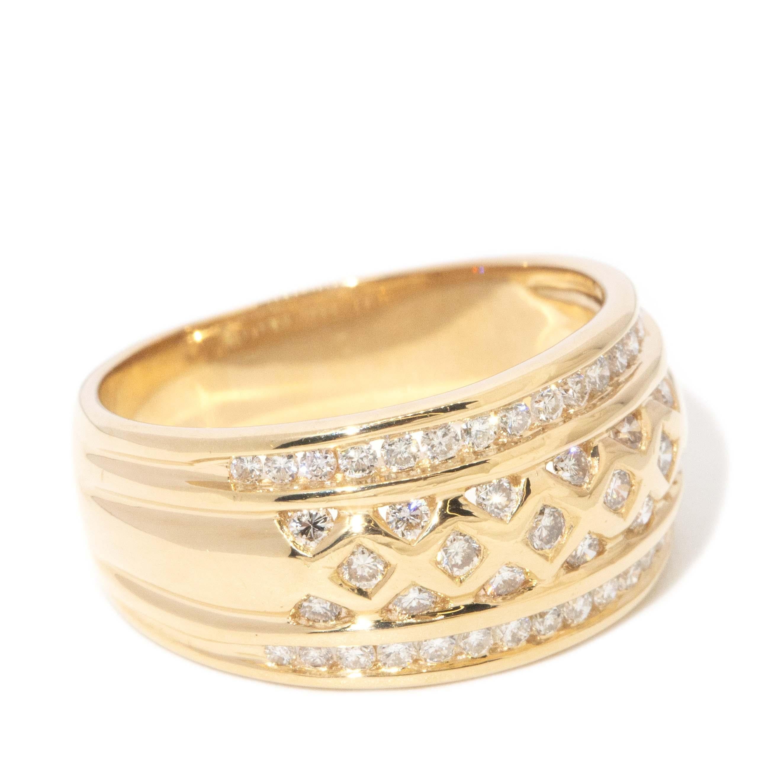 Vintage Circa 1990s 0.55ct Diamond Pleated Dress Ring 18 Carat Gold