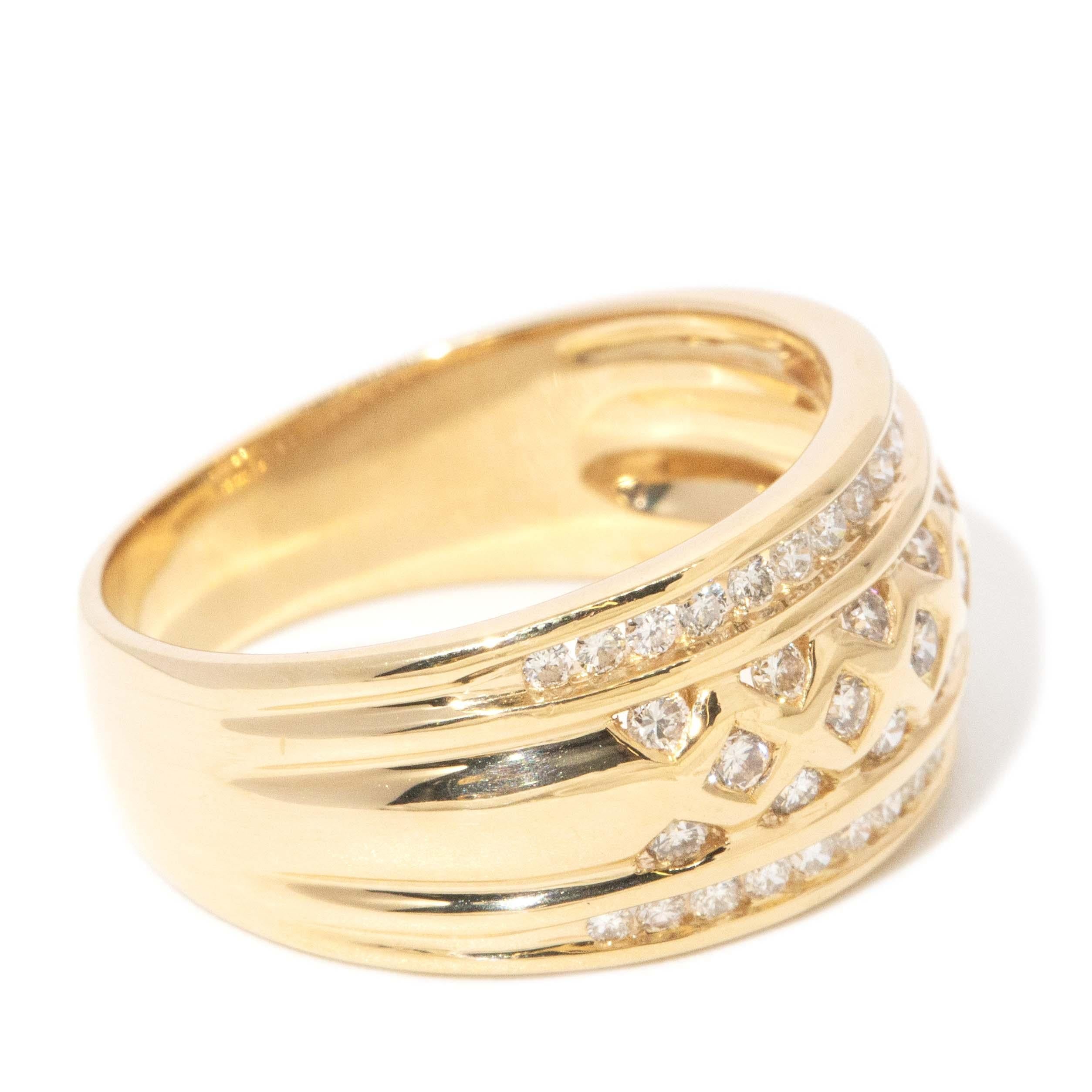 Vintage Circa 1990s 0.55ct Diamond Pleated Dress Ring 18 Carat Gold