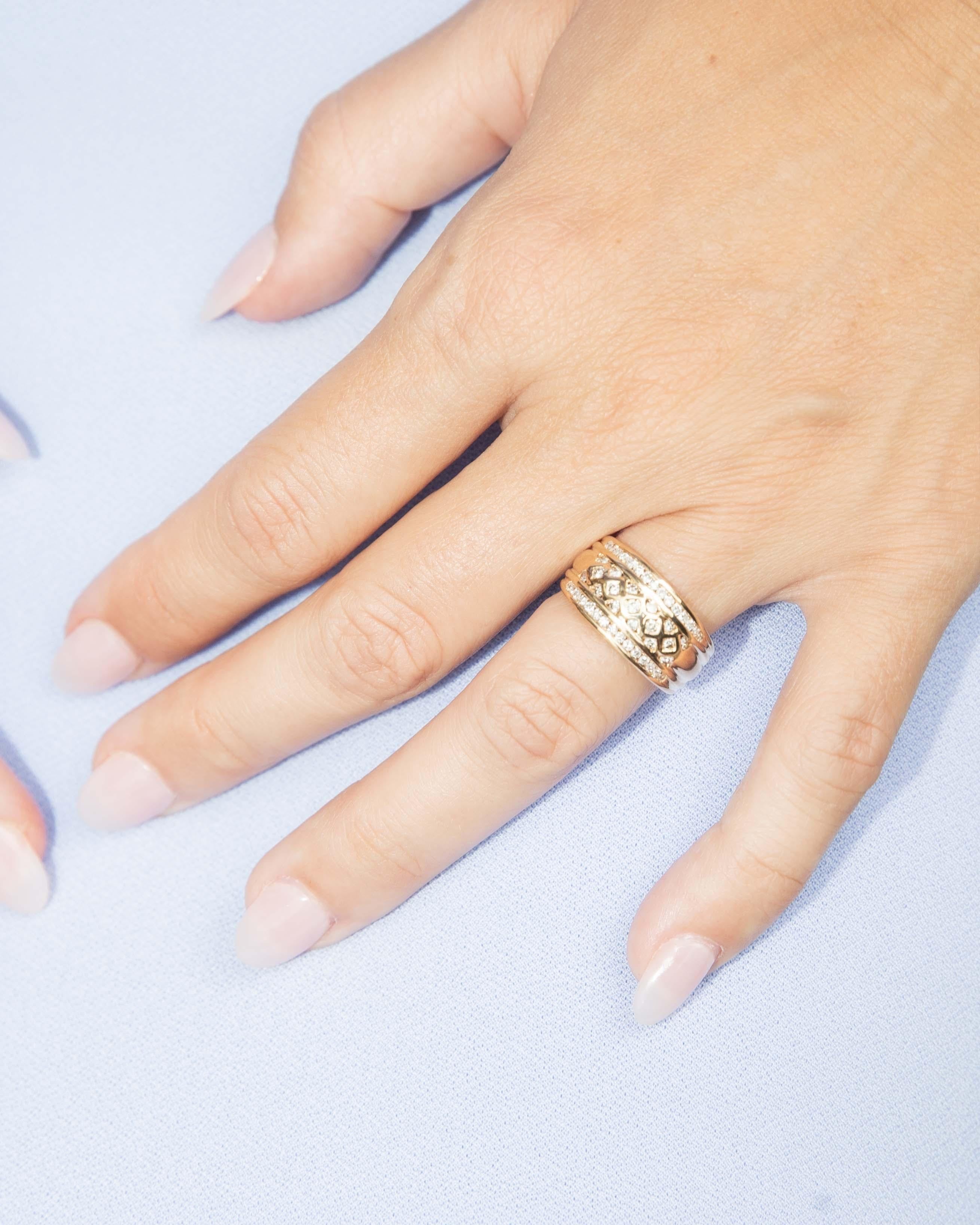 Vintage Circa 1990s 0.55ct Diamond Pleated Dress Ring 18 Carat Gold