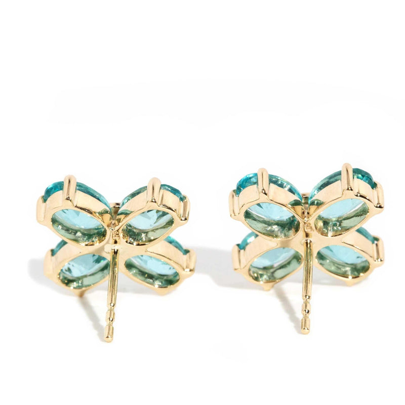 Ocean Breeze Apatite & Diamond Cluster Studs 9ct Gold