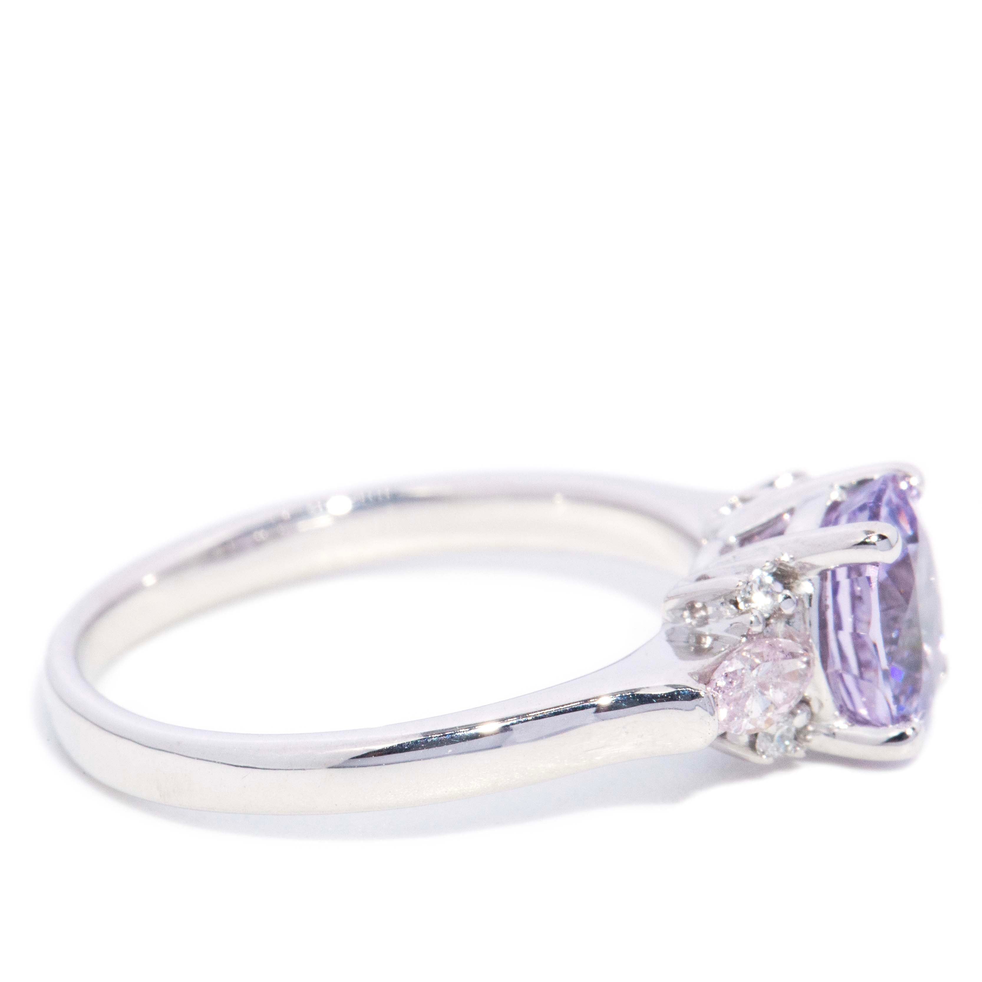 Odessa Lavender Spinel & Diamond Ring 18ct White Gold Rings Imperial Jewellery 