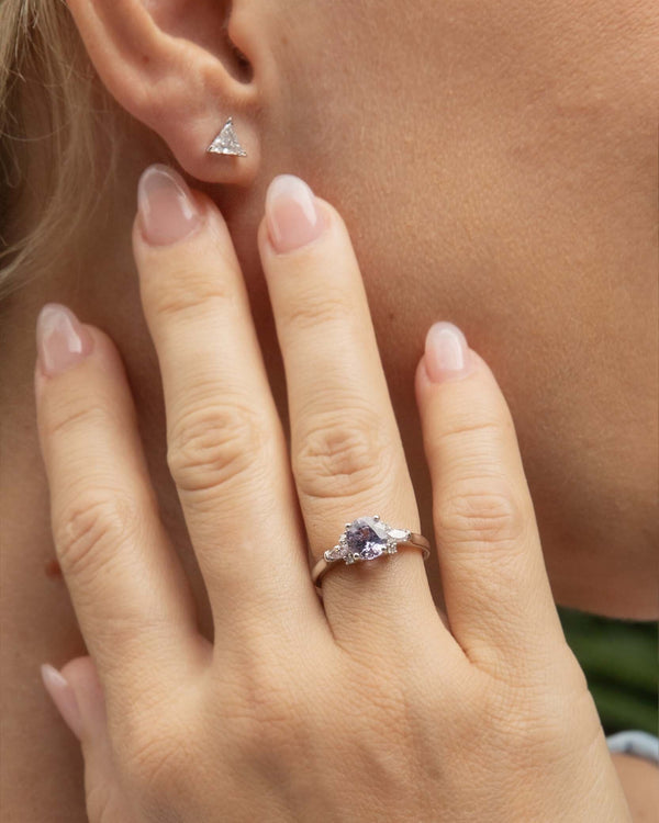 Odessa Lavender Spinel & Diamond Ring 18ct White Gold Rings Imperial Jewellery 