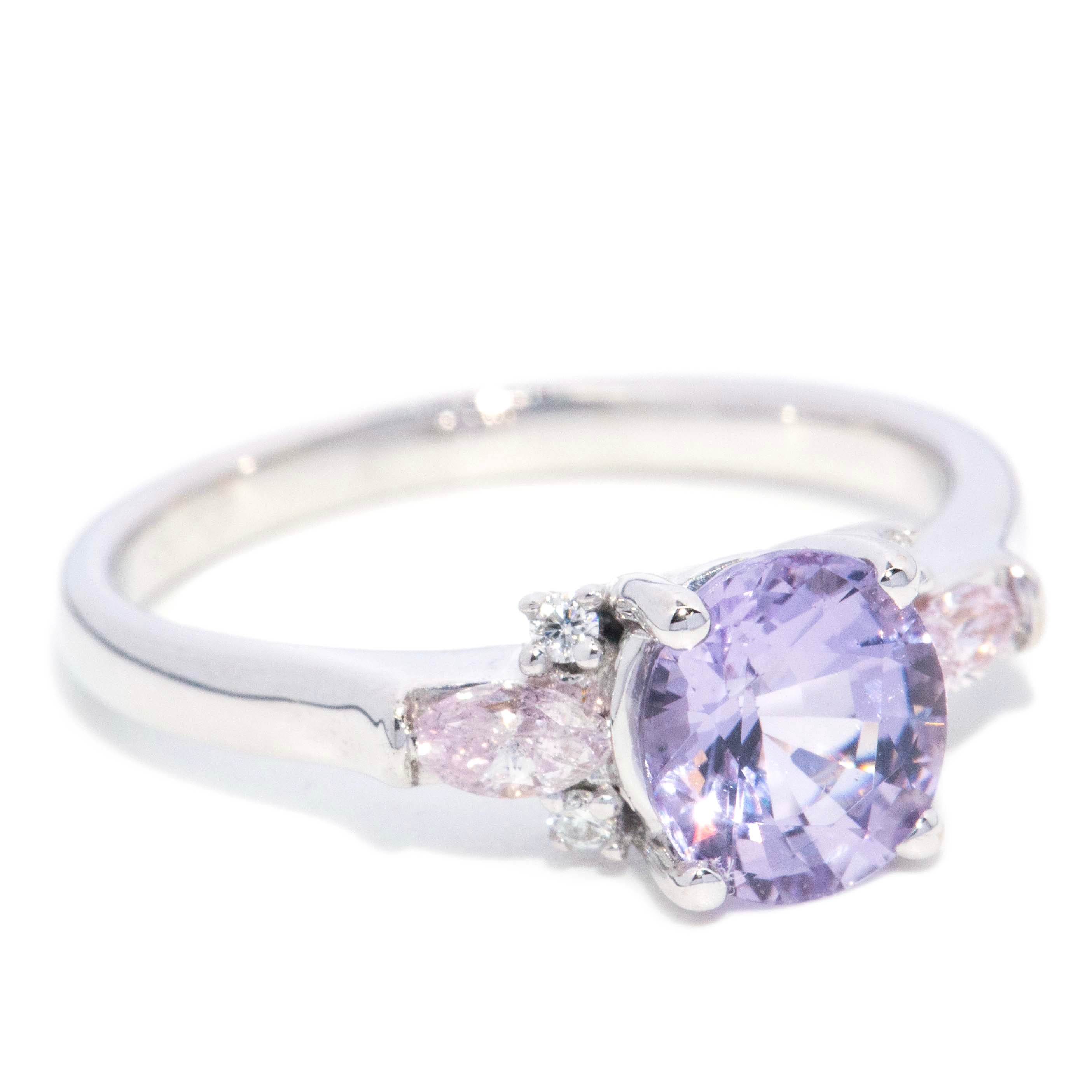 Odessa Lavender Spinel & Diamond Ring 18ct White Gold Rings Imperial Jewellery 