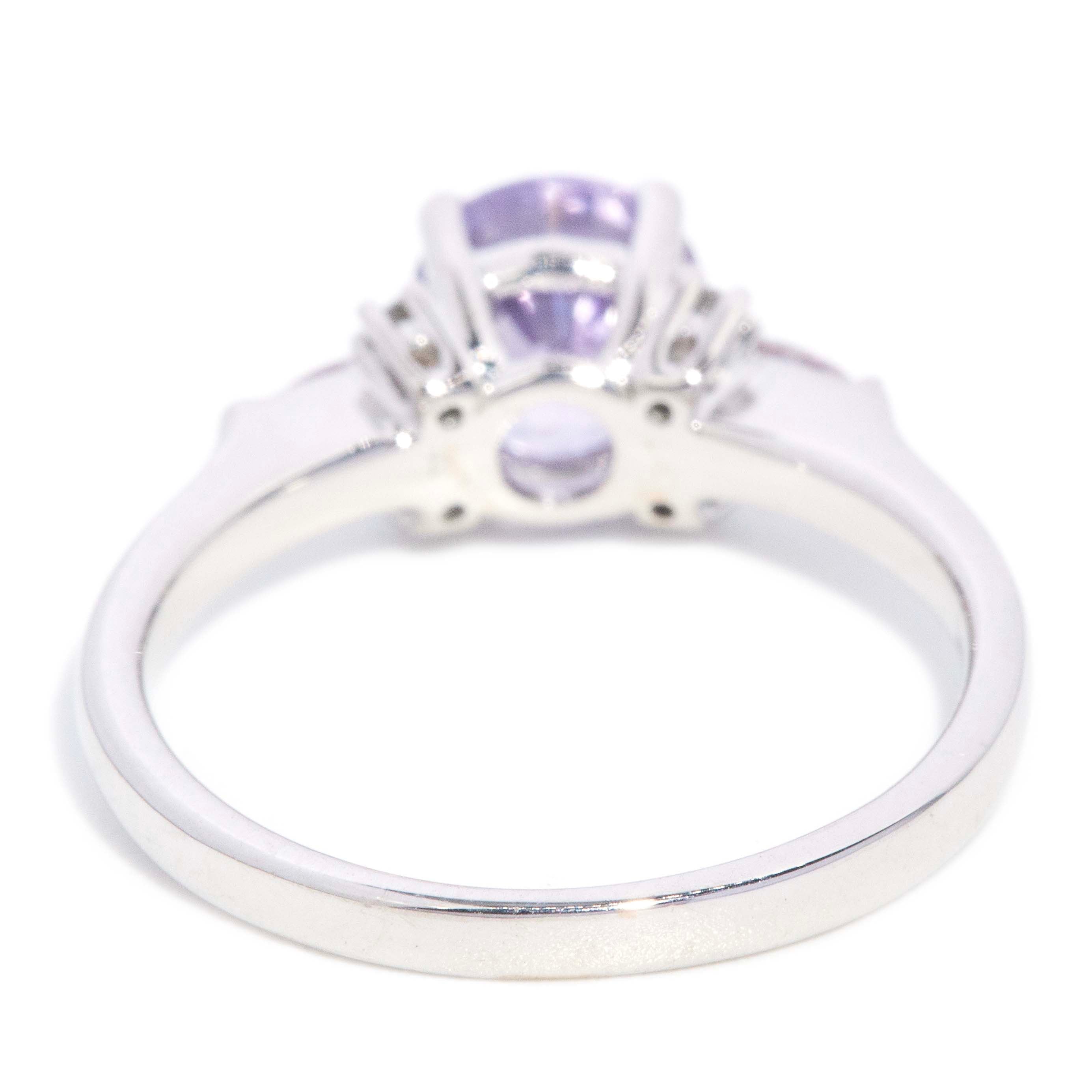 Odessa Lavender Spinel & Diamond Ring 18ct White Gold Rings Imperial Jewellery 