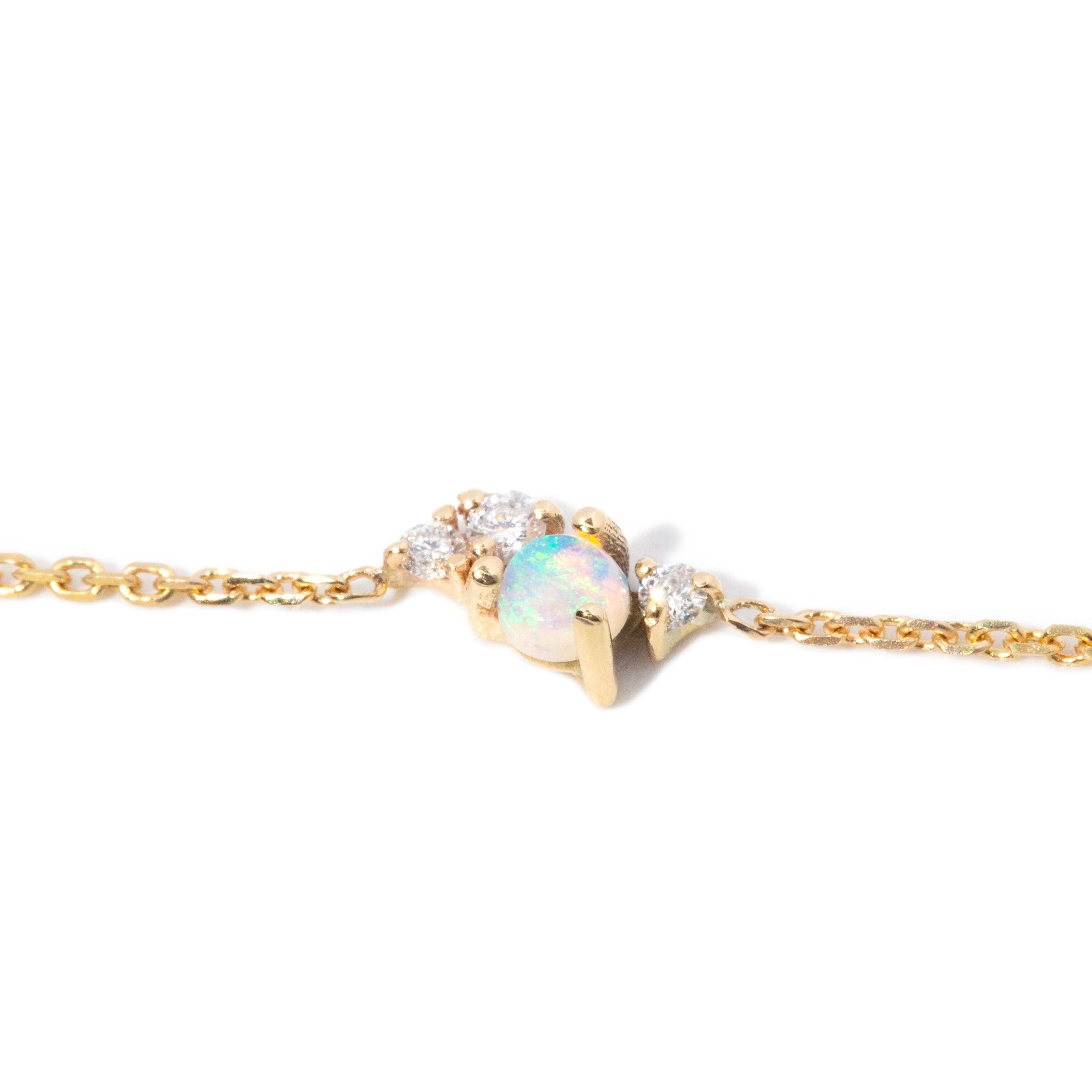 Odessa Opal & Diamond Cable Link Bracelet 10ct Gold Bracelets/Bangles Imperial Jewellery 