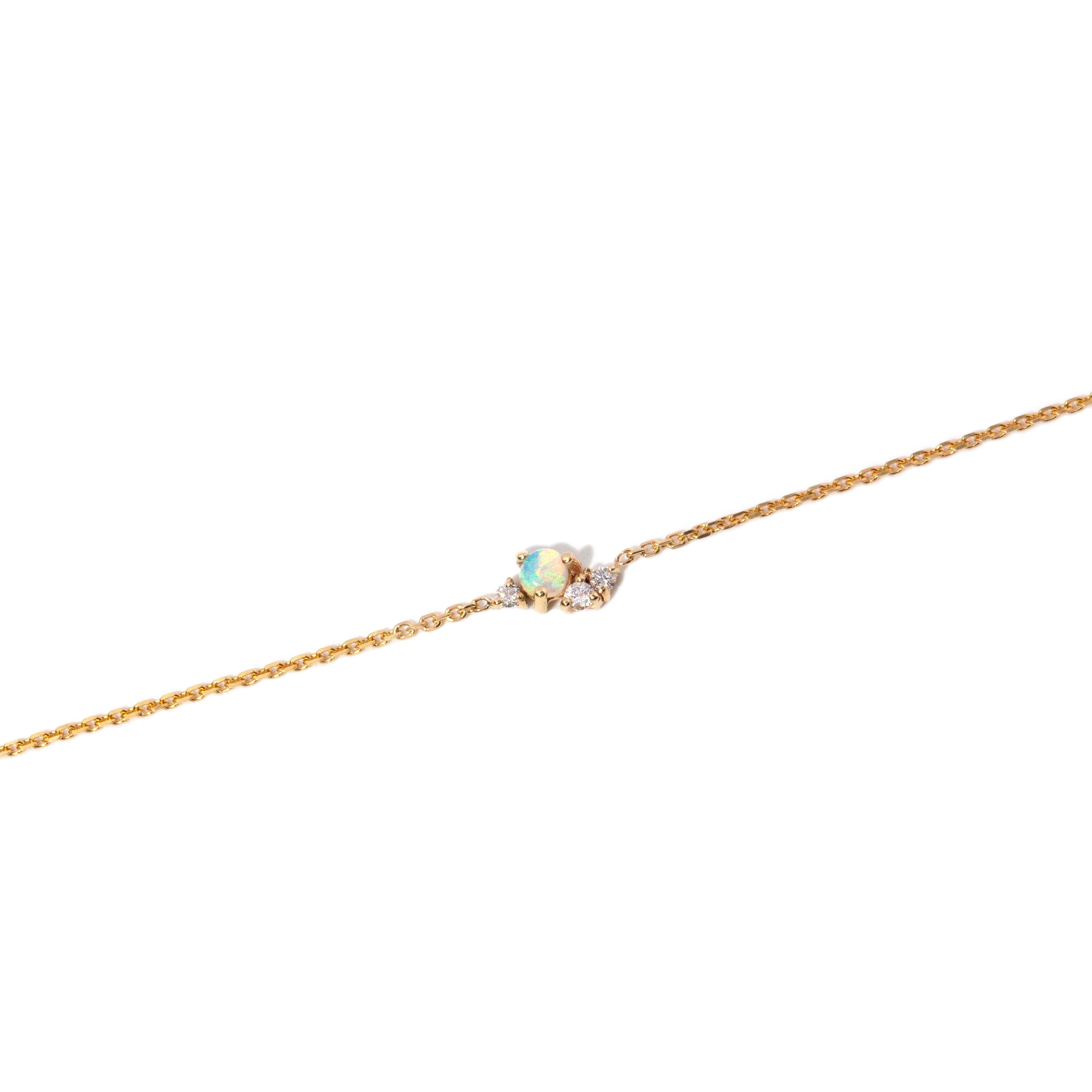 Odessa Opal & Diamond Cable Link Bracelet 10ct Gold Bracelets/Bangles Imperial Jewellery 