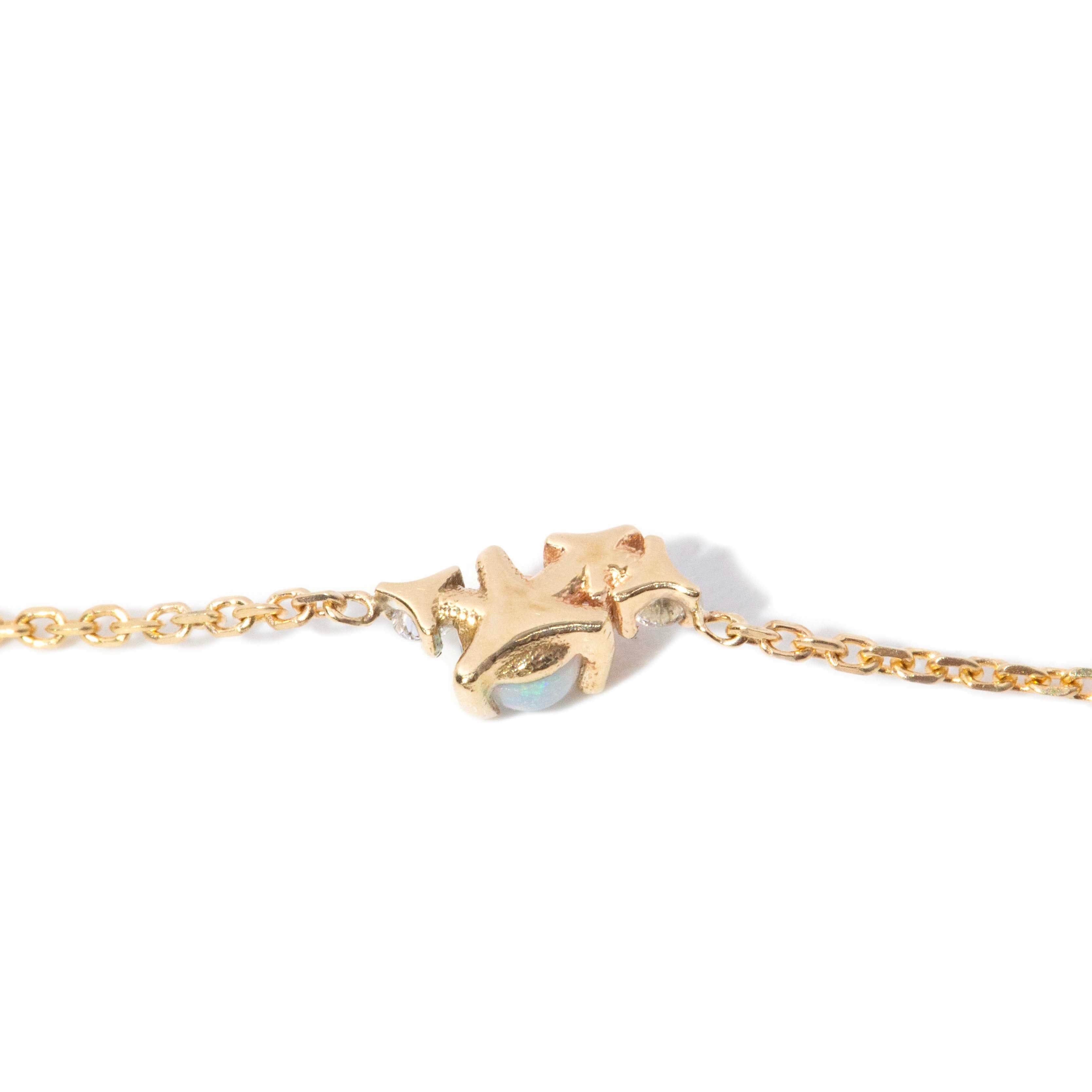 Odessa Opal & Diamond Cable Link Bracelet 10ct Gold Bracelets/Bangles Imperial Jewellery 