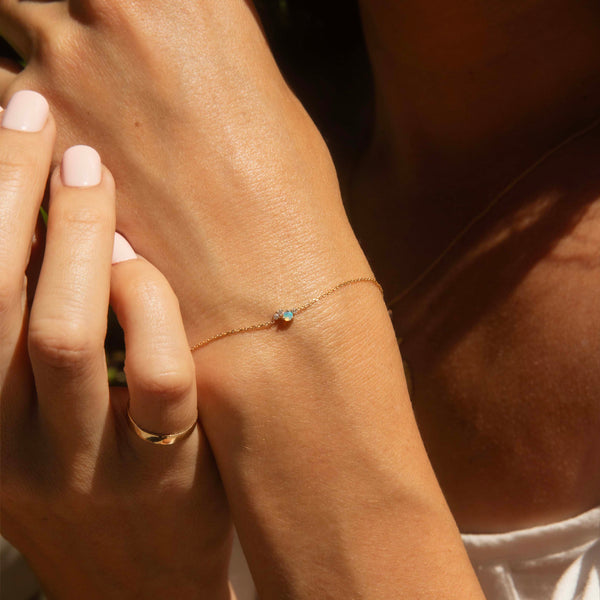 Odessa Opal & Diamond Cable Link Bracelet 10ct Gold Bracelets/Bangles Imperial Jewellery 