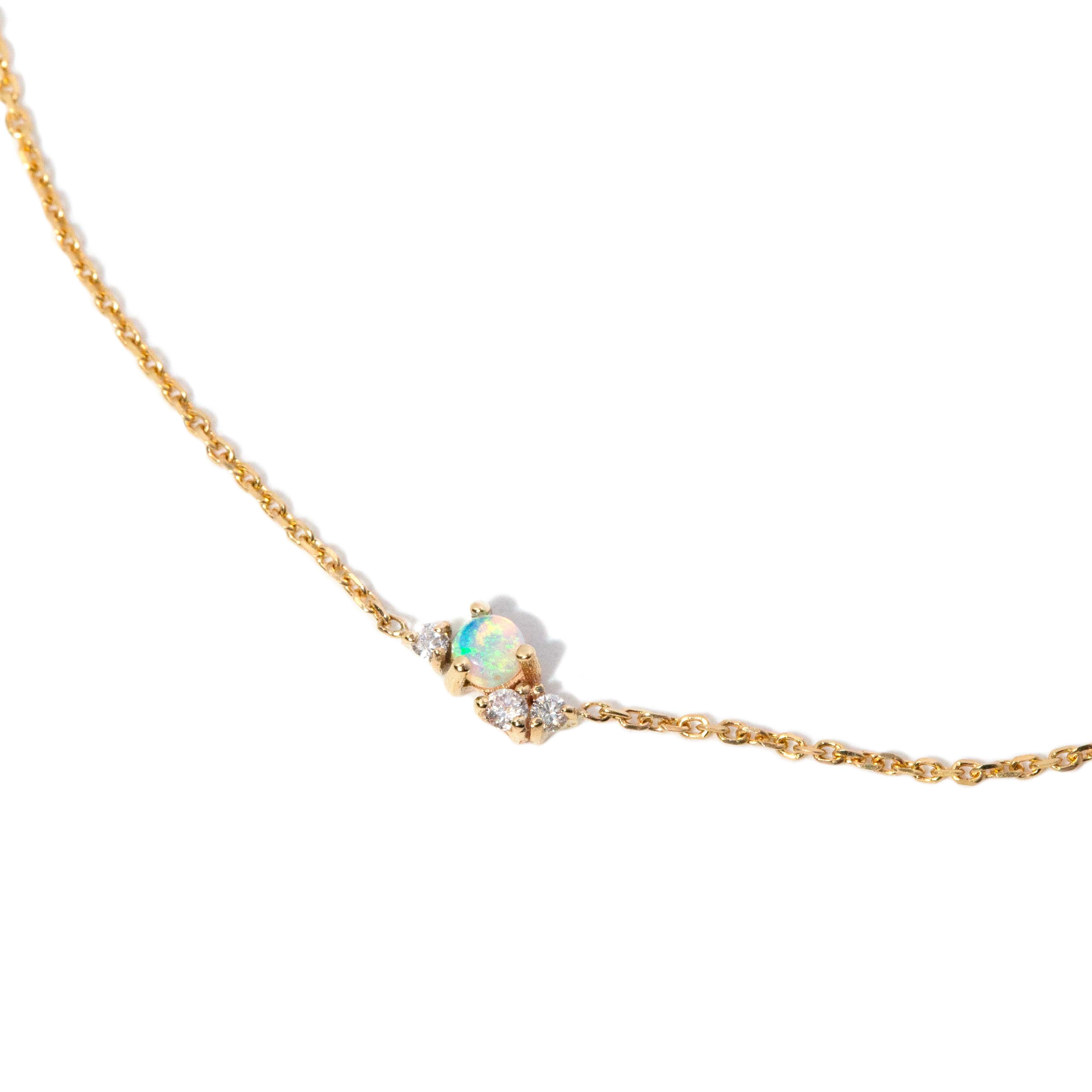 Odessa Opal & Diamond Cable Link Bracelet 10ct Gold Bracelets/Bangles Imperial Jewellery 