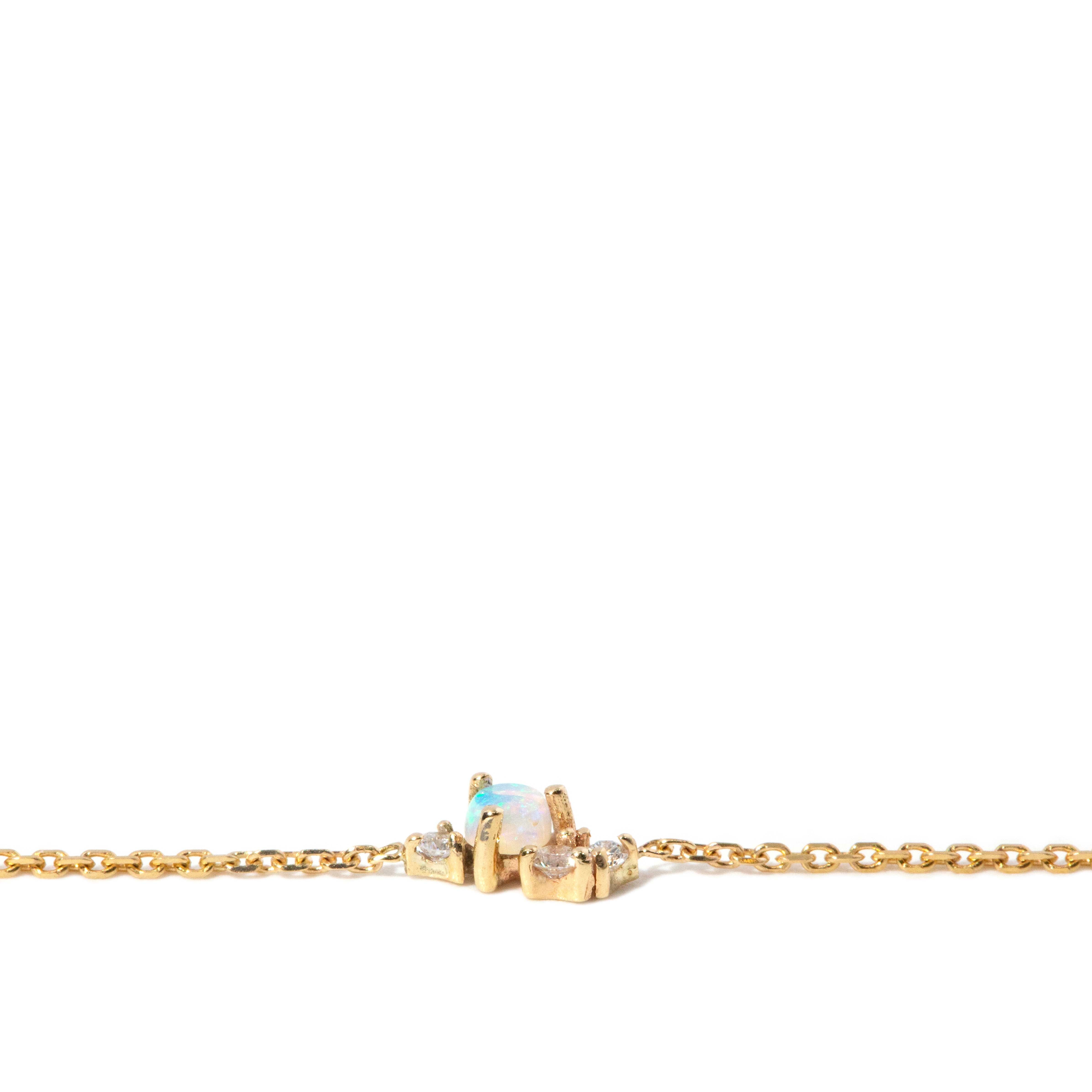 Odessa Opal & Diamond Cable Link Bracelet 10ct Gold Bracelets/Bangles Imperial Jewellery 