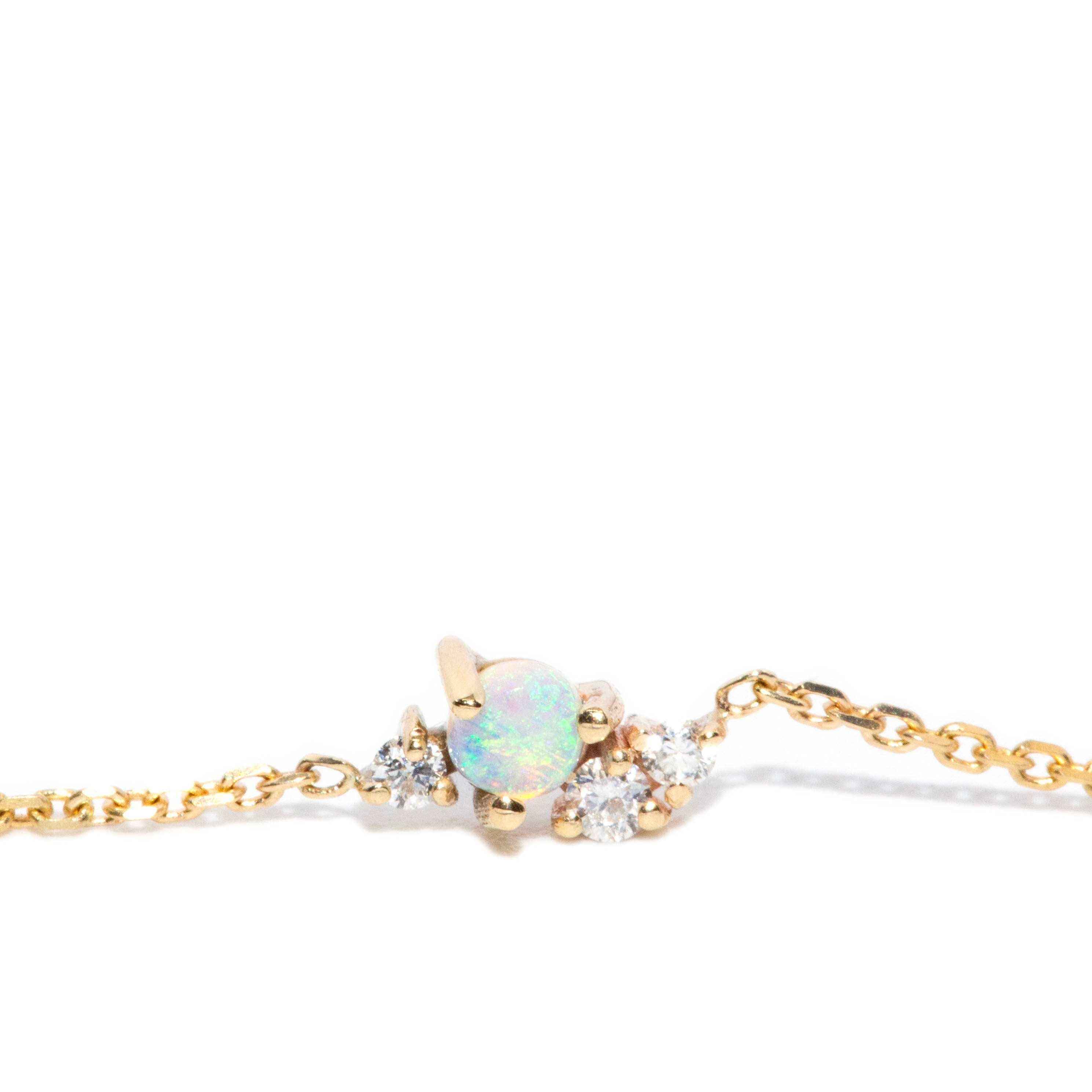 Odessa Opal & Diamond Cable Link Bracelet 10ct Gold Bracelets/Bangles Imperial Jewellery 