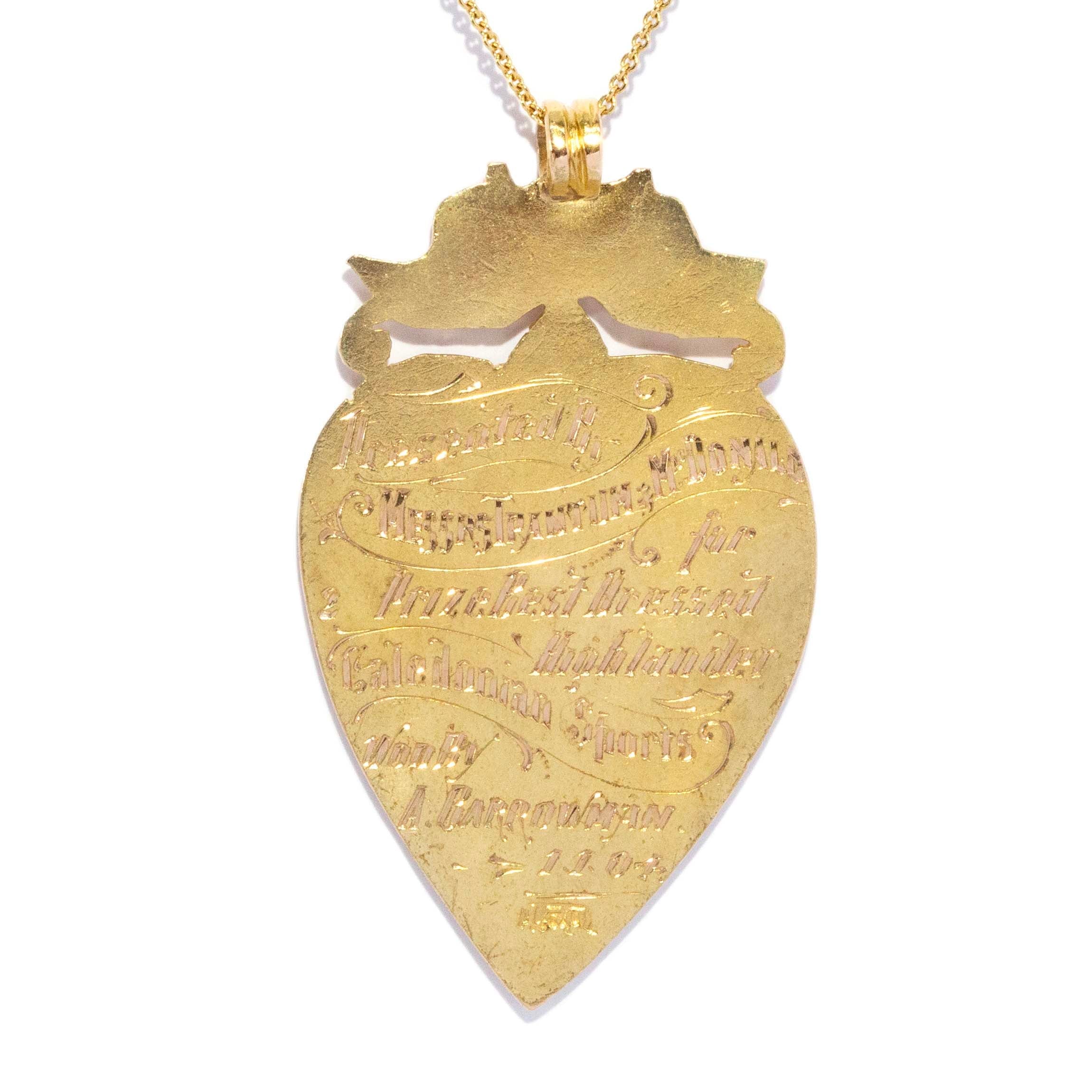 Odile 1904 Award Pendant 19ct Two Tone Gold Pendants/Necklaces Imperial Jewellery 